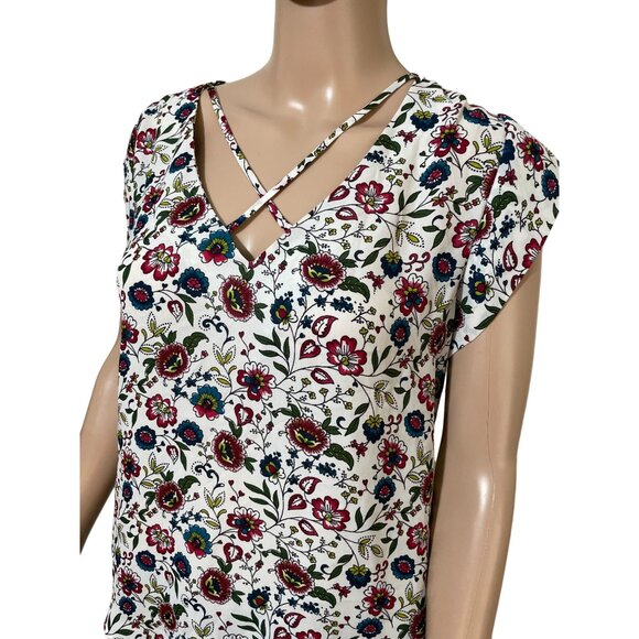 Lili White Floral Blouse Size Medium - Picture 2 of 3